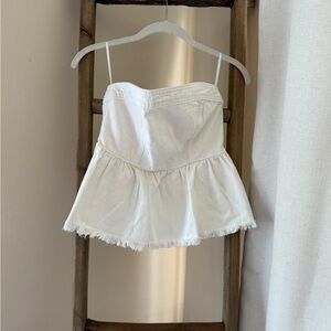 White Peplum Strapless Top